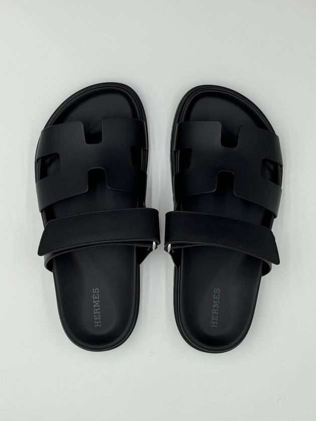 Chypre Leather Sandals Black - HERMES - BALAAN 7