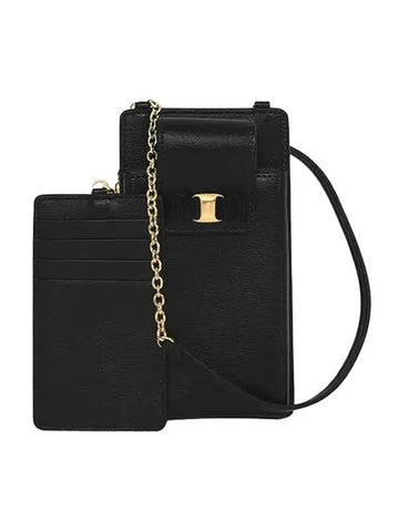 Vara Bow Calfskin Phone Case Black - SALVATORE FERRAGAMO - BALAAN 1