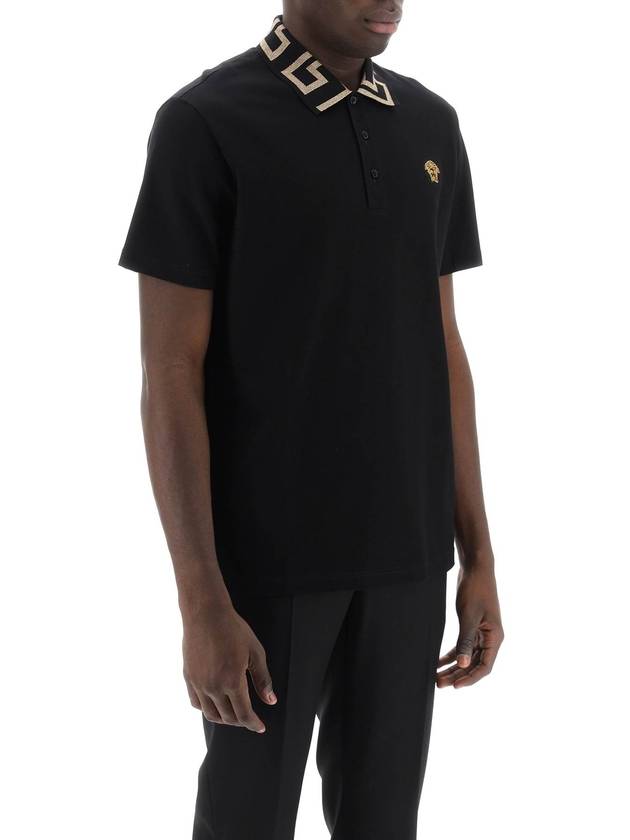 Men's Medusa Greca Short Sleeve Polo Shirt Black - VERSACE - BALAAN 3