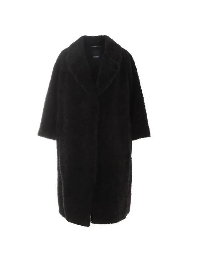 Nava Teddy Fur Coat Black - MAX MARA - BALAAN 1
