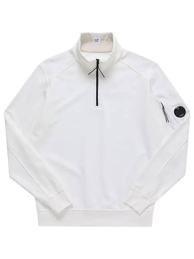 Men's Lens Wappen Fleece Half Zip Up Sweatshirt White - CP COMPANY - BALAAN 3