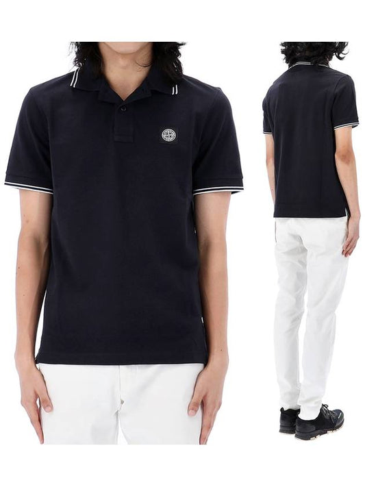 Logo Patch Short Sleeve Polo Shirt Navy - STONE ISLAND - BALAAN 2