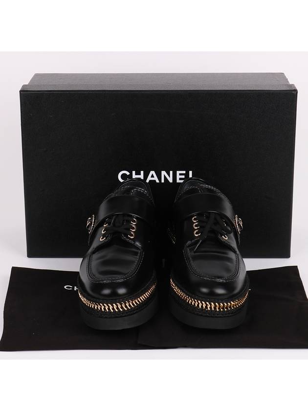 CC logo black lace up women s loafers - CHANEL - BALAAN 10