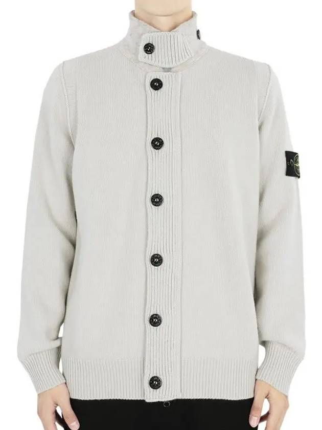 Wappen High Neck Button Up Wool Cardigan Oatmeal - STONE ISLAND - BALAAN 2