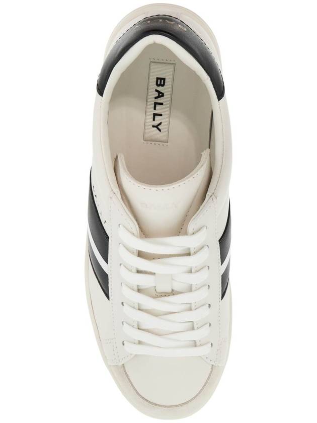 Round Toe Lace-Up Leather Low Top Sneakers White - BALLY - BALAAN 3