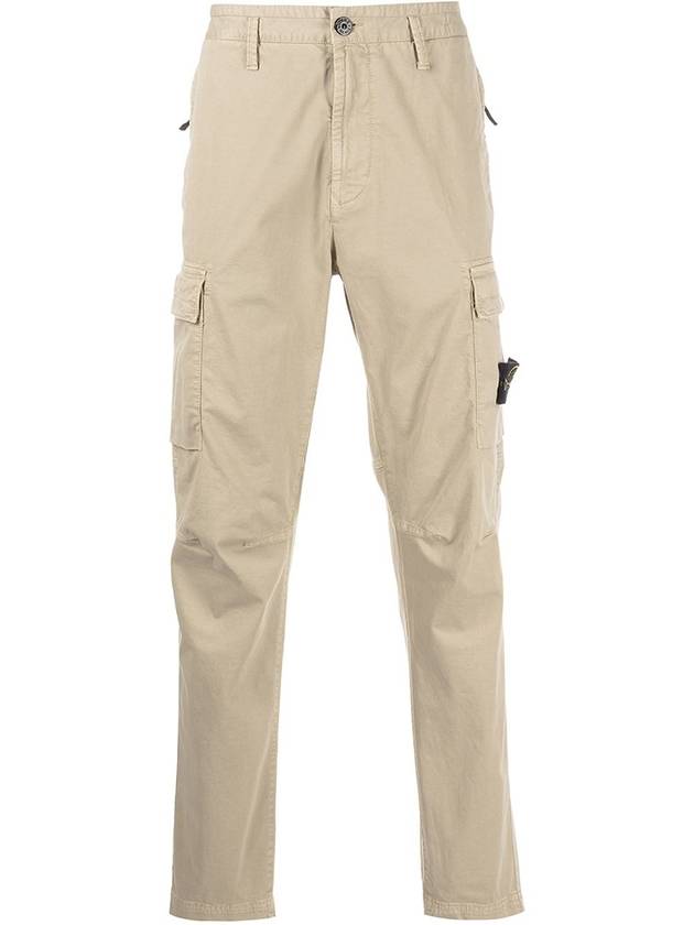 Cotton Cargo Straight Pants Beige - STONE ISLAND - BALAAN 3