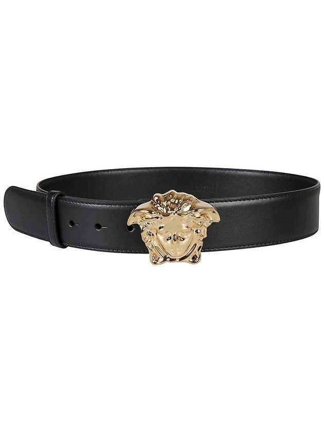 gold Medusa leather belt black - VERSACE - BALAAN.