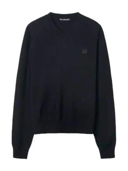 Face patch V neck knit black - ACNE STUDIOS - BALAAN 1