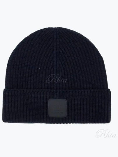 Extra Fine Merino Wool Logo Beanie Navy - CP COMPANY - BALAAN 2