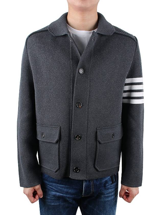 Men's Diagonal Interlock Stitch Cashmere Jacket Grey - THOM BROWNE - BALAAN 3