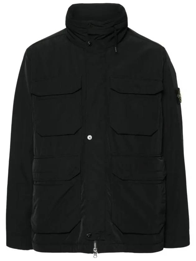 Polyester Micro Twill Zip Up Jacket Black - STONE ISLAND - BALAAN 2