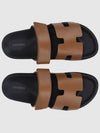 Chypre H Logo Calfskin Sandals Brown - HERMES - BALAAN 4