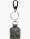 GG logo monogram embossed perforated leather key ring black - GUCCI - BALAAN 1