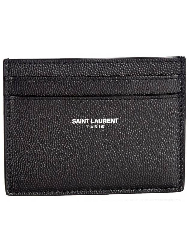 Embossed Leather Card Wallet Black - SAINT LAURENT - BALAAN 2