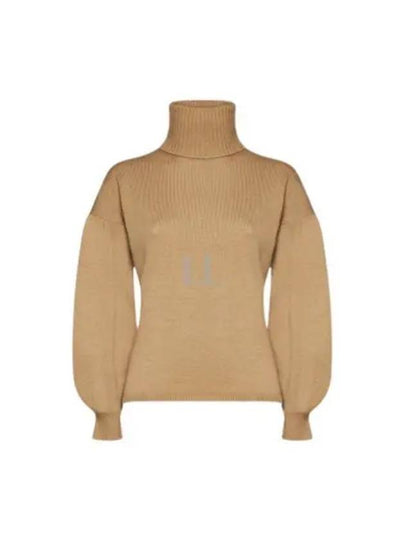 Maldive Puff Sleeve Wool Cashmere Turtleneck Camel - MAX MARA - BALAAN 2