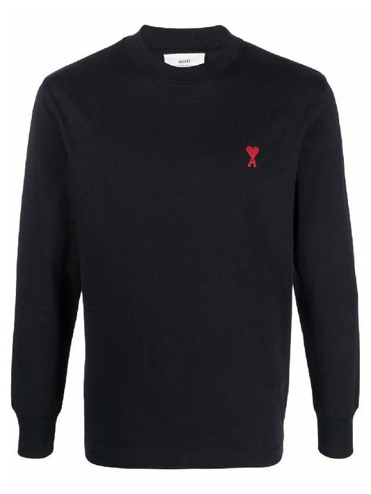 Small Heart Logo Long Sleeve T-Shirt Black - AMI - BALAAN 1