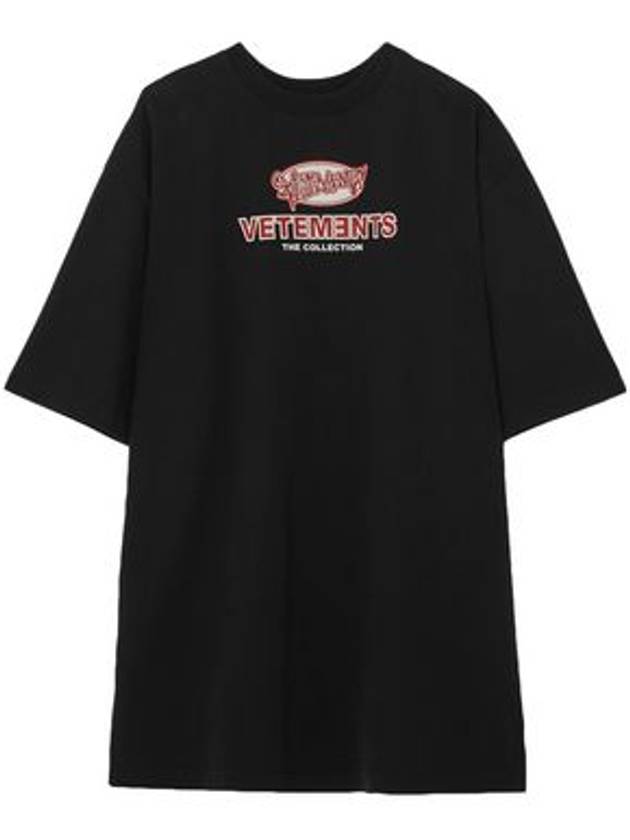 Printed cotton side slit short sleeve tshirt black - VETEMENTS - BALAAN 1