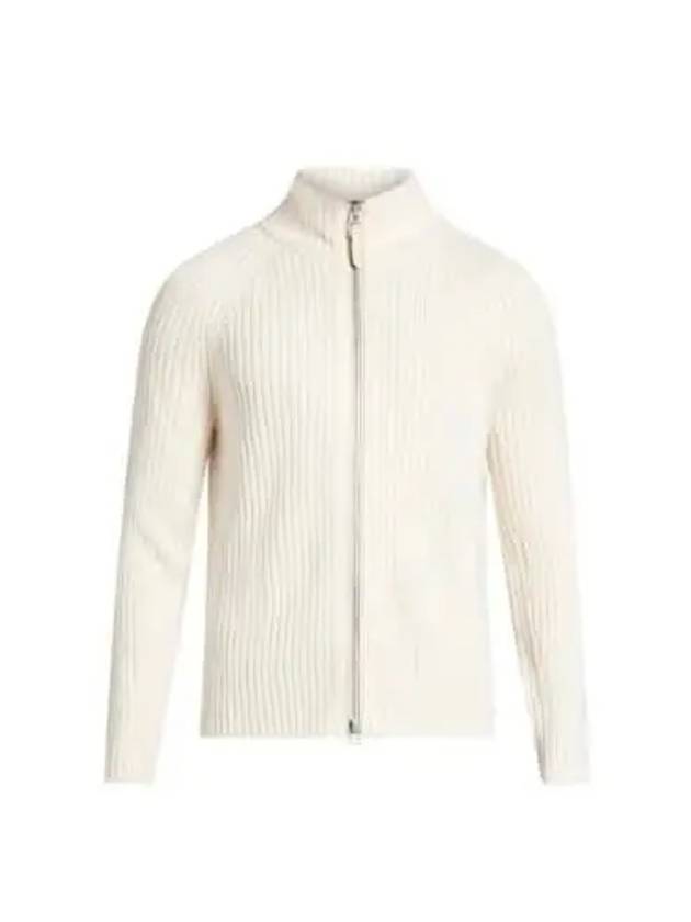 Ribbed Knit Wool Cashmere Cardigan Ivory - TOM FORD - BALAAN 2