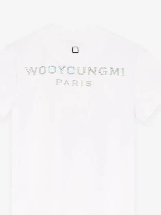 Women's Embossed Back Logo Cotton Short Sleeve T-Shirt White - WOOYOUNGMI - BALAAN 4