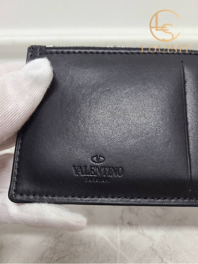 Used luxury goods Lewis It Black pink VLTN logo card holder wallet - VALENTINO - BALAAN 5