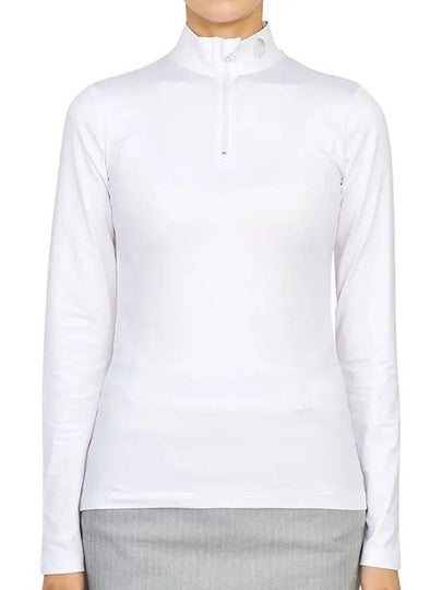 Half Zip Neck Long Sleeve T-Shirt White - HYDROGEN - BALAAN 2