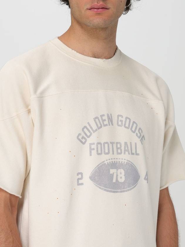 Raw Edge On The Front Cotton Short Sleeve T-Shirt Aged White - GOLDEN GOOSE - BALAAN 5