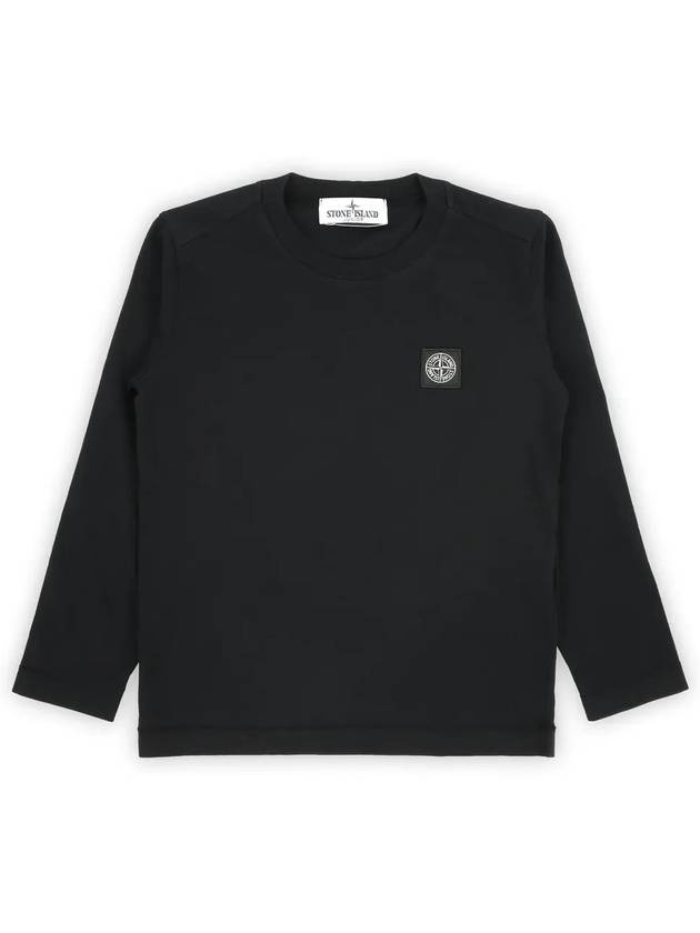 Kids Cotton Jersey Long Sleeve T-Shirt  Black - STONE ISLAND - BALAAN 4