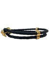 Medusa Braided Leather Bracelet Black Gold - VERSACE - BALAAN 3