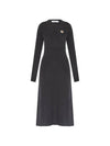 Women's Fox Head Patch Flare Wool Long Dress Black - MAISON KITSUNE - BALAAN 1