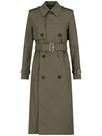 Double Breasted Long Cotton Blend Trench Coat Military - BURBERRY - BALAAN 2