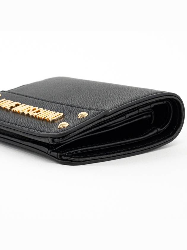 Logo Plaque Press Stud Half Wallet Black - MOSCHINO - BALAAN 4