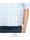 Gingham Poplin Drawstring Hem Short Sleeve Shirt Light Blue - THOM BROWNE - BALAAN 10