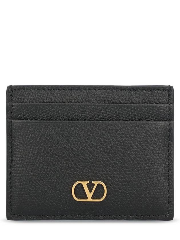V Logo Signature Card Wallet Black - VALENTINO - BALAAN 1