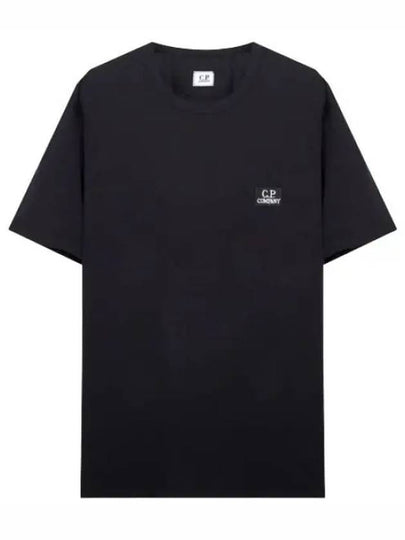 Logo Patch Crew Neck Cotton Short Sleeve T-Shirt Black - CP COMPANY - BALAAN 2