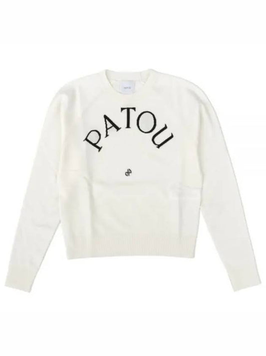 Embroidered Logo Wool Knit Top White - PATOU - BALAAN 1