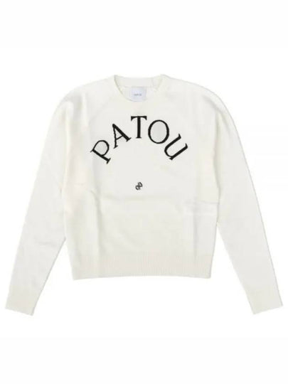 Embroidered Logo Wool Knit Top White - PATOU - BALAAN 2