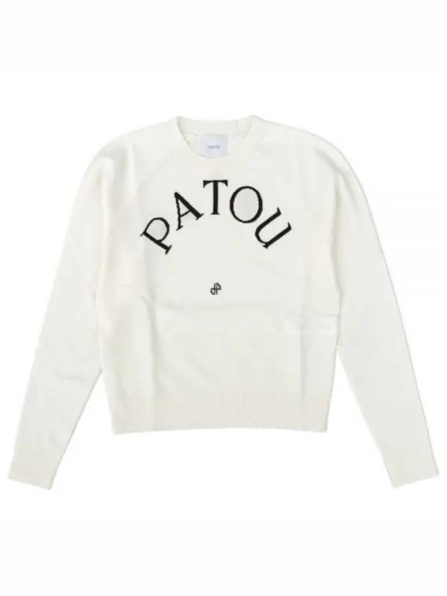 Embroidered Logo Wool Knit Top White - PATOU - BALAAN 2