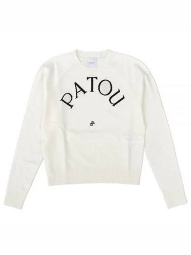 Embroidered Logo Wool Knit Top White - PATOU - BALAAN 1