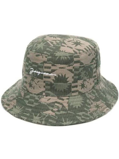 Le Bob Tecido Floral Camouflage Bucket Hat Jacquard Khaki Flowers - JACQUEMUS - BALAAN 1