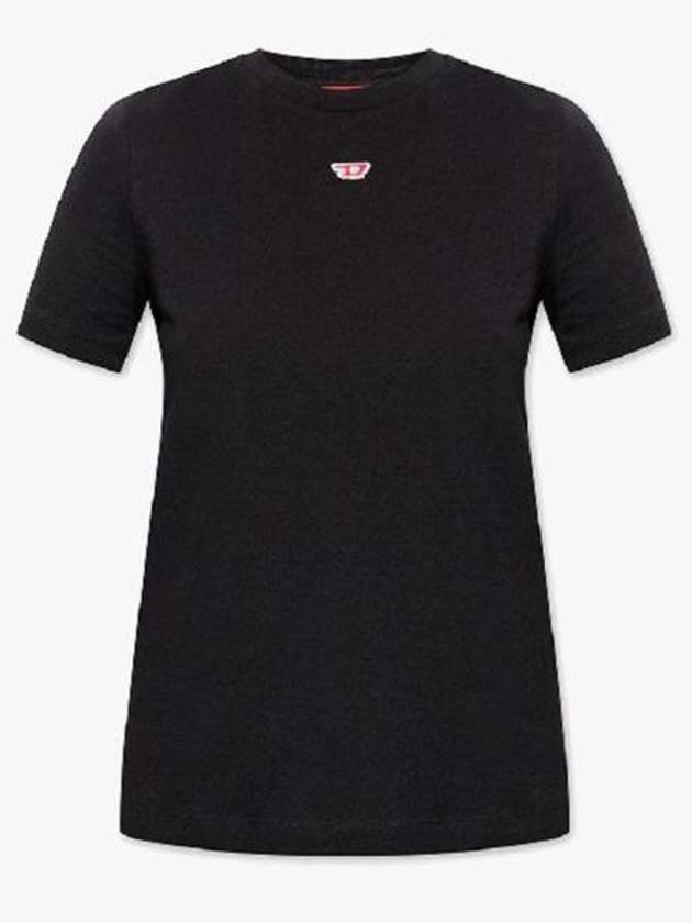 T Reg D Regular Fit Cotton Short Sleeve T-Shirt Black - DIESEL - BALAAN 2