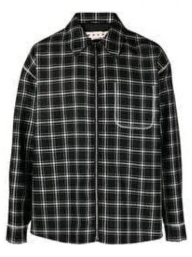 Plaid Pattern Virgin Wool Shirt Jacket Black - MARNI - BALAAN 2