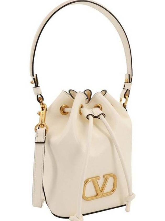 V Logo Signature Nappa Leather Bucket Bag Ivory - VALENTINO - BALAAN 3