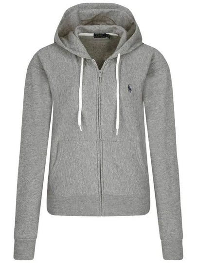 Embroidered Logo Zip Up Hoodie Grey - POLO RALPH LAUREN - BALAAN 2