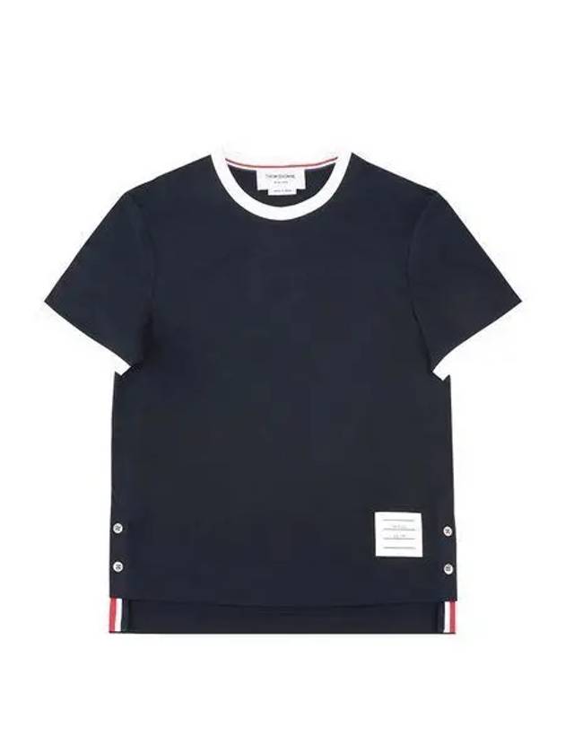 Asymmetric Hem Short Sleeve T-Shirt Navy - THOM BROWNE - BALAAN 2