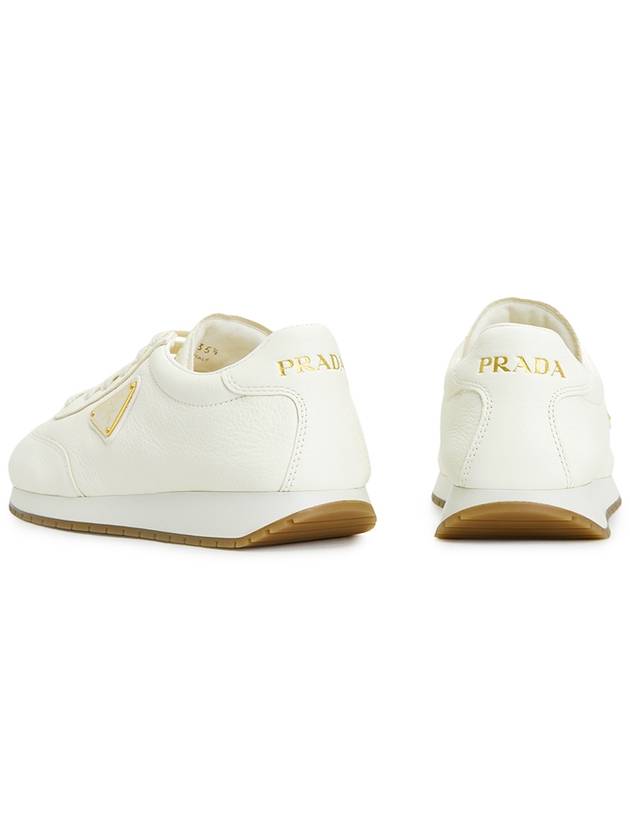 Leather Low Top Sneakers Ivory - PRADA - BALAAN 7