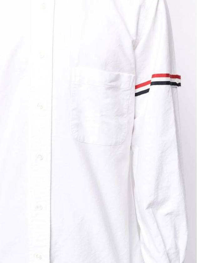 Oxford Striped Grosgrain Armband Classic Long Sleeve Shirt White - THOM BROWNE - BALAAN 6