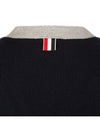 Three Stripe V Neck Cotton Cardigan Navy - THOM BROWNE - BALAAN 6