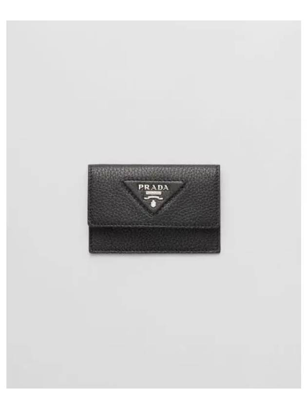 Leather Card Wallet Black - PRADA - BALAAN 2