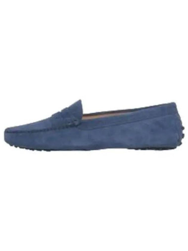 Gomino Suede Loafers Blue Flats Shoes - TOD'S - BALAAN 1