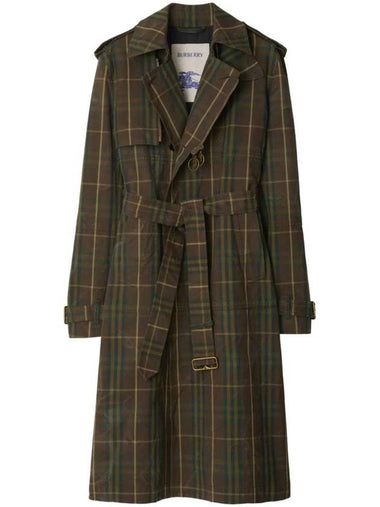 Double Breasted Check Long Trench Coat Tor - BURBERRY - BALAAN 1